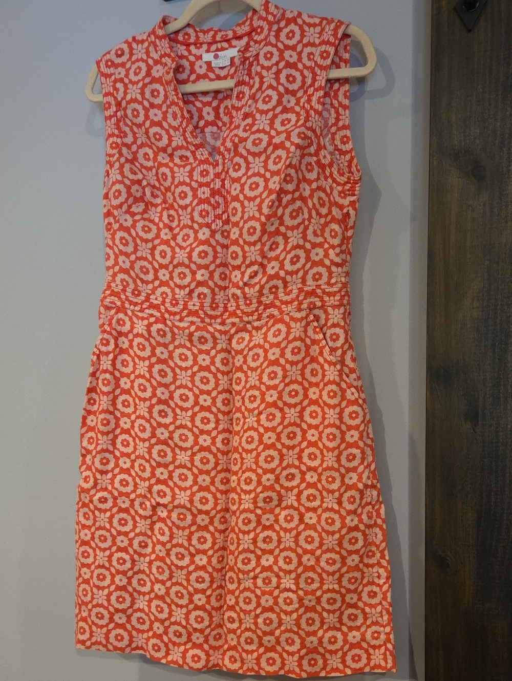 Boden Coral and White Floral Sleeveless Mini Dress
